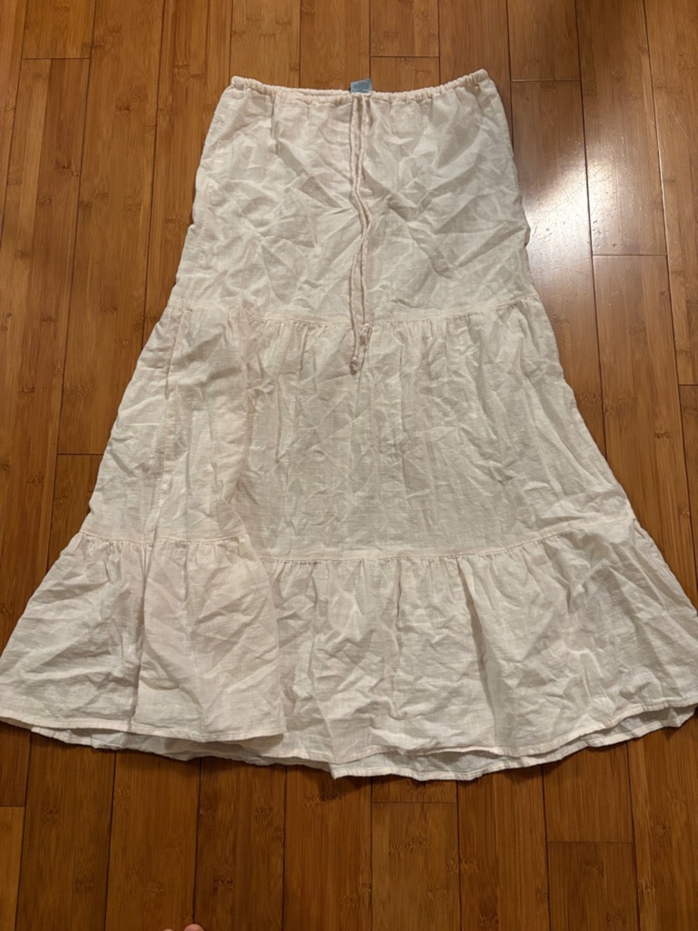 Shade & Shore Ivory Tiered Maxi Dress with Drawstring Waist